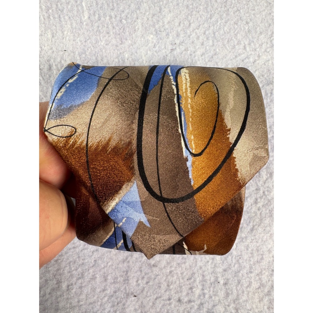 J. Garcia Collection Fifty-Three Silk Tie Abstract Art Nude Brown Blue Swirl